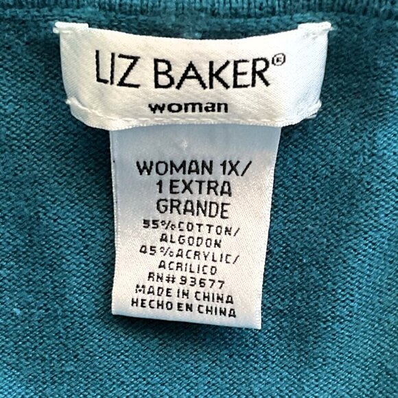 LIZ BAKER TURQUOISE BUTTON DOWN KNIT CARDIGAN - Picture 8 of 9